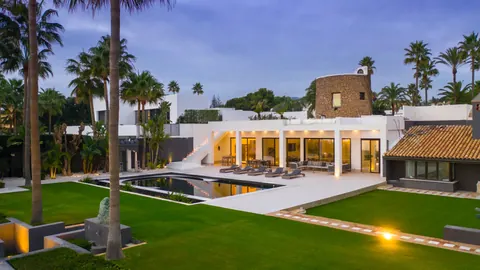 Luxury Villa Melendez frontline beachfront mansion with spectacular sea views, 7 bedrooms in Los Monteros, Marbella unique rental For Super Rich