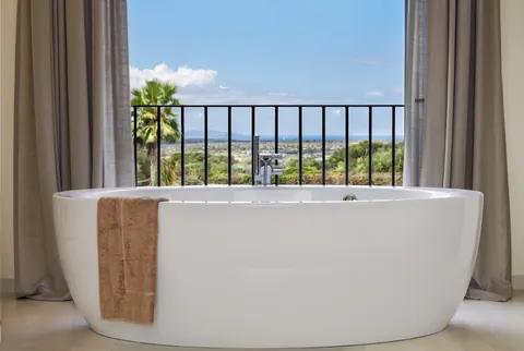 High-end Villa EDEN ROCK largest private pool in Mallorca Panoramic & Sea Views, 5 bedrooms in Ses Salines, Mallorca image rental For Super Rich