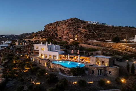 High-end Villa Panoramic View sea, sunset & town, 10 bedrooms in Mykonos photos rental For Super Rich