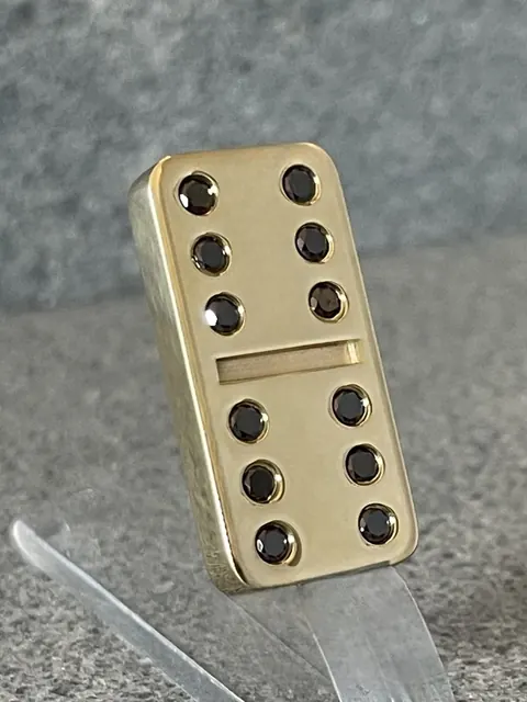Domino 18K gold with 12 brilliant cut black diamonds Unique for sale For Super Rich