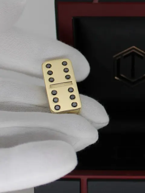 Domino 18K gold with 12 brilliant cut black diamonds Germany for sale For Super Rich