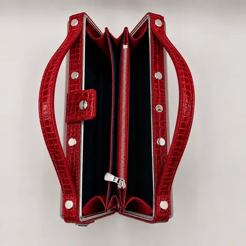 La Pochette. Crocodile leather and aluminium by Maison Philippe Montagne Luxury for sale For Super Rich