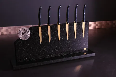 Magnetischer Messerblock von TYCOON STONE SCHMIDKE aus Star Galaxy Gold mit Kristall Druse Germany for sale For Super Rich