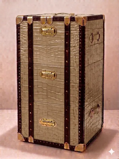 Bespoke Trunk in Crocodile leather by Maison Philippe Montagne ultra luxury for sale For Super Rich