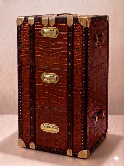 Bespoke Trunk in Crocodile leather by Maison Philippe Montagne Luxury for sale For Super Rich