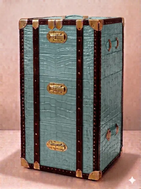 Bespoke Trunk in Crocodile leather by Maison Philippe Montagne Unique for sale For Super Rich