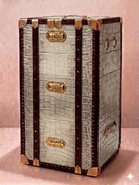 Bespoke Trunk in Crocodile leather by Maison Philippe Montagne France for sale For Super Rich