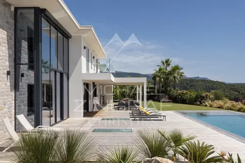 Contemporary Villa  breathtaking sea and hills views 14x4.5m mirror pool, 5 bedrooms in Roquefort Les Pins vacation rental For Super Rich