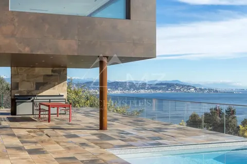 Modern Villa sea view over the bay of Cannes and the Lérins Islands swimming pool, summer kitchen, 6 bedrooms in Théoule Sur Mer property rental For Super Rich