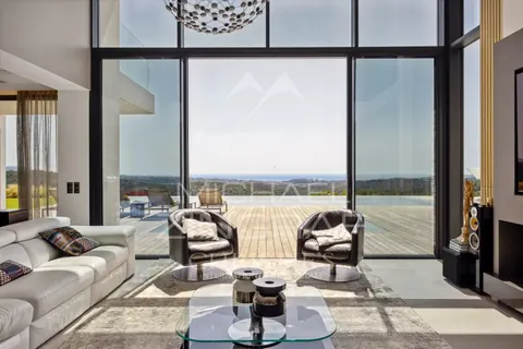 Contemporary Villa  breathtaking sea and hills views 14x4.5m mirror pool, 5 bedrooms in Roquefort Les Pins value rental For Super Rich