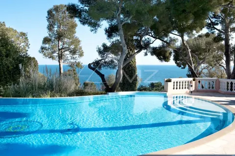 High-end House Exceptional view overlook the sea  Tennis court, Pool, sauna, 4 bedrooms in Saint Jean Cap Ferrat property rental For Super Rich