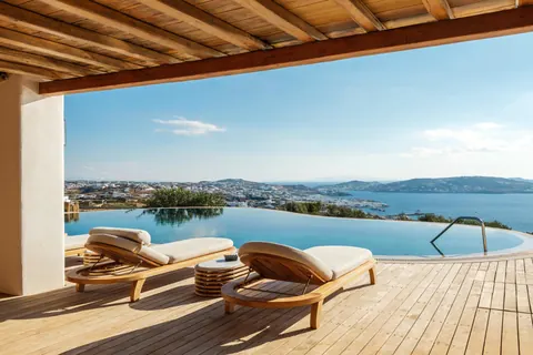 High-end Villa Panoramic View sea, sunset & town, 10 bedrooms in Mykonos