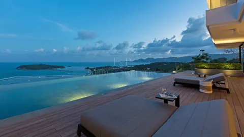 Luxury Villa rooftop terrace 270-degree panoramic view pool, jacuzzi, 9 bedrooms in Choeng Mon, Ko Samui price rental For Super Rich