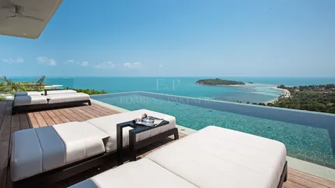 Luxury Villa rooftop terrace 270-degree panoramic view pool, jacuzzi, 9 bedrooms in Choeng Mon, Ko Samui search rental For Super Rich