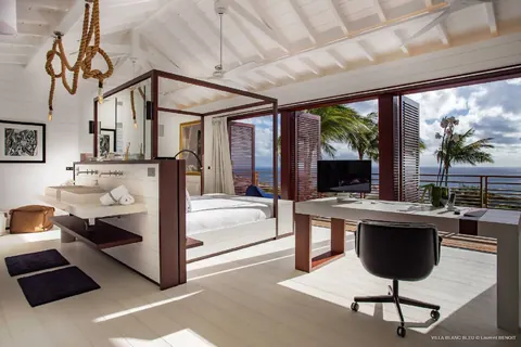 Luxury Villa Maison Blanc Bleu heated swimming pool and a bubble pool, 6 bedrooms in Gouverneur - St Barth price rental For Super Rich