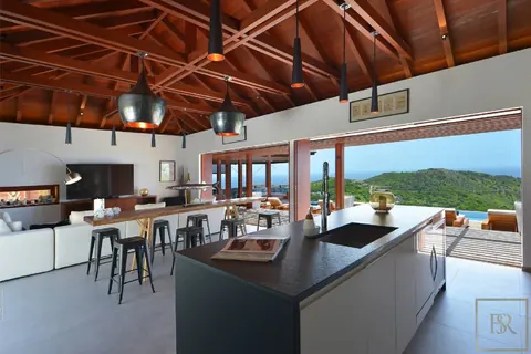 Luxury Villa Danse du Soleil tropical gardens with sea view, heated pool, 5 bedrooms in St Barth 29,300 Week rental For Super Rich