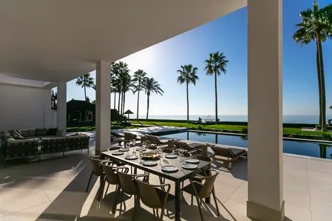 Luxury Villa Melendez frontline beachfront mansion with spectacular sea views, 7 bedrooms in Los Monteros, Marbella property rental For Super Rich