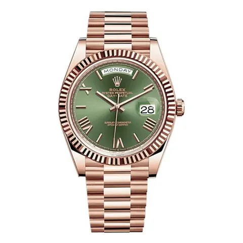Rolex Day-Date Olive Green Dial Bevelled 18kt Rose Gold Jubilee 0 for sale For Super Rich Rolex Day-Date Olive Green Dial Bevelled 18kt Rose Gold Jubilee 0 for sale For Super Rich