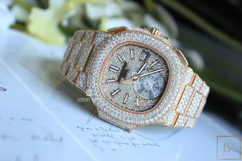 Patek Philippe Nautilus Chronograph Date Diamond Pave Set